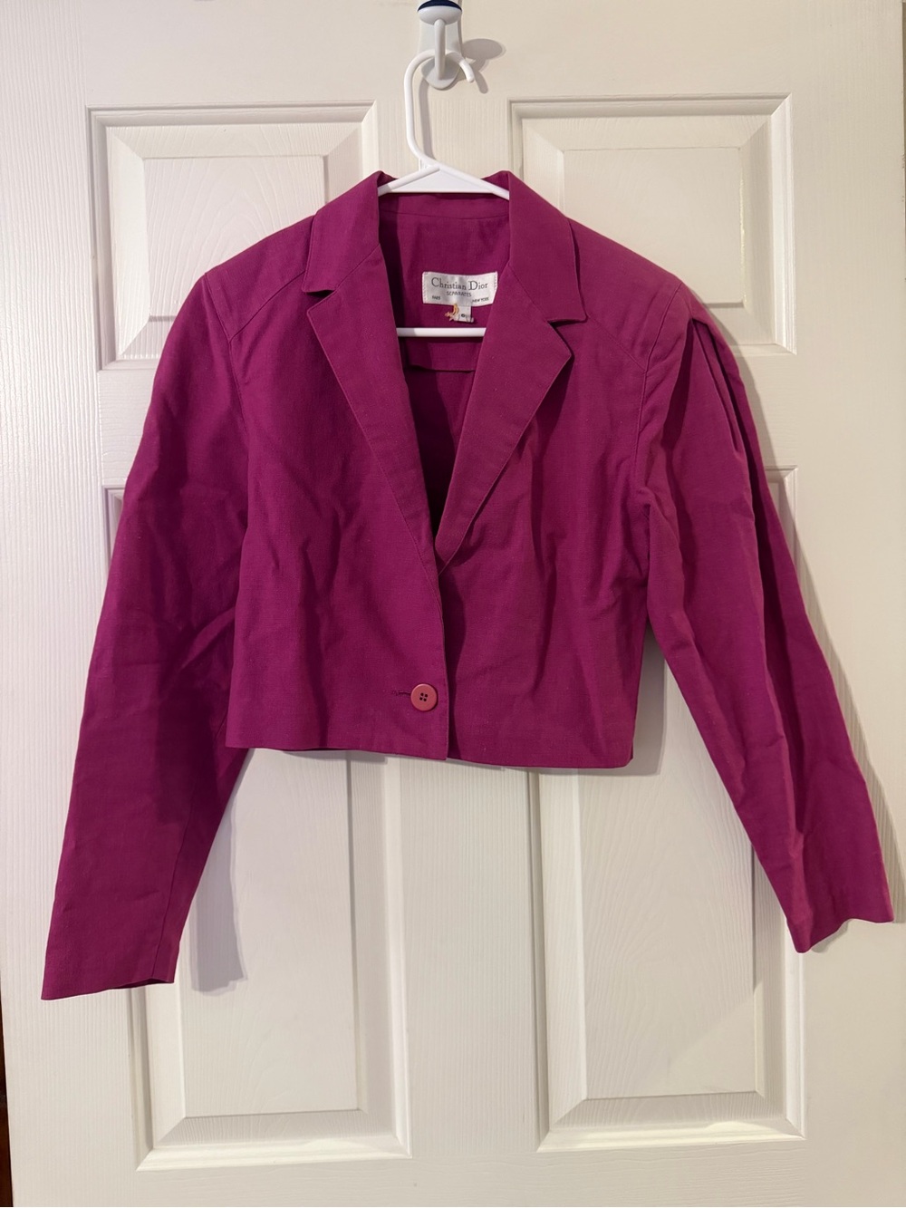 Vintage 1980s Christian Dior Separates Magenta  Cropped Blazer Jacket - size 6